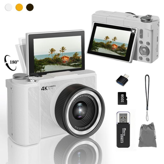 📸✨ 4K Digital Vlogging Camera with 180° Flip Screen & 32GB Card 🎥