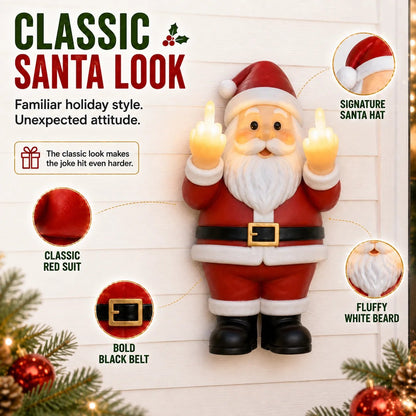 🎅 Mischievous Light-Up Middle Finger Santa Christmas Decor