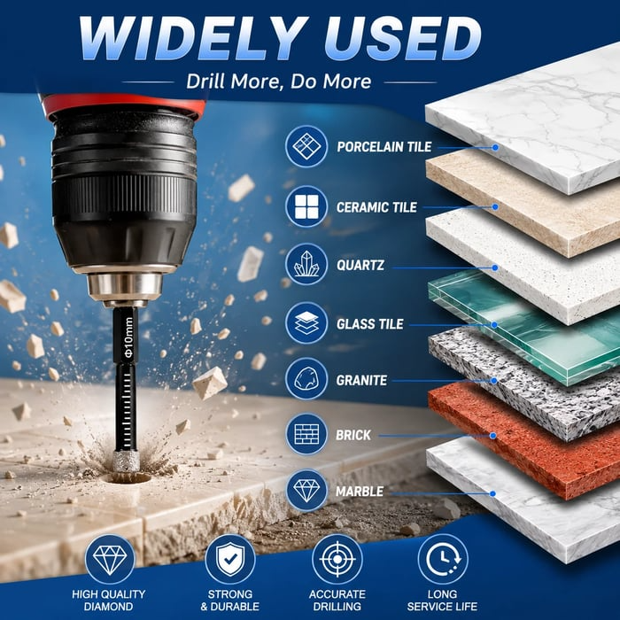 💎 6-Piece Diamond Drill Bit Set for Tile, Glass & Stone 🛠️
