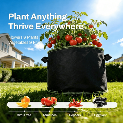 🌱5-Pack 5 Gallon Grow Bags – Heavy Duty Aeration Fabric Pots with Handles for Vegetables, Flowers & Fruits 🪴