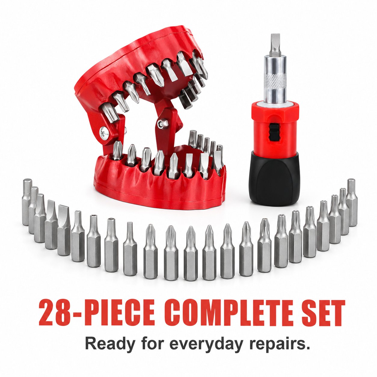 🛠️Tooth-Shaped Bit Holder – 28-Piece DIY Screwdriver Bit Set