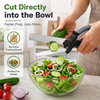 2-in-1 Kitchen Scissors with Cutting Board – Stainless Steel Food Cutter