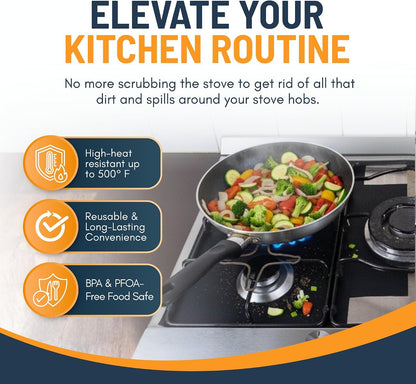🥘 Reusable Gas Stove Burner Liners – 10.6 x 10.6 in | Heat-Resistant Cooktop Protector Mats | Set of 4 | ♻️