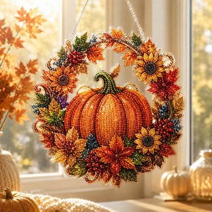 🍂✨Autumn Fall Pumpkin Gem Drill Hanging Decoration DIY Diamond Art Kit