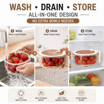 🥗 50% OFF 2-in-1 Wash & Store Container – Fresh Produce Storage Made Easy