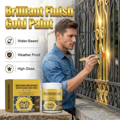 ✨Premium Weather Resistant Water-Based Gold Paint💛🎨Brilliant Metallic Shine That Lasts