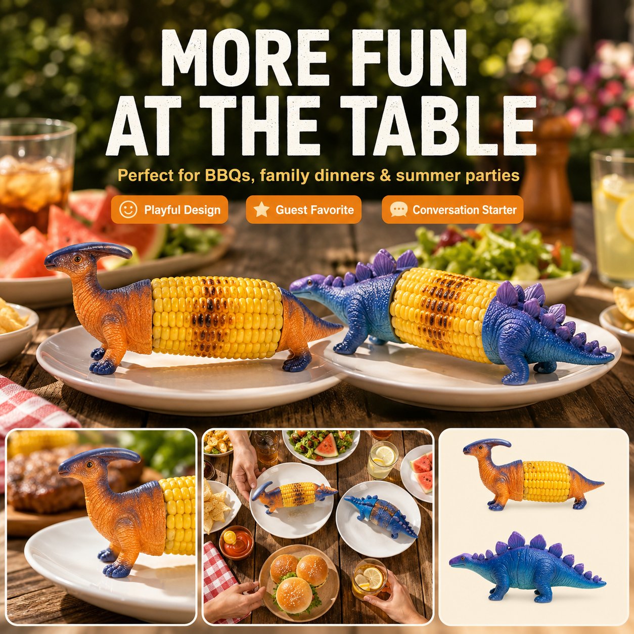 🔥Last Day Promotion🦖 Dino Bite Corn Holders🌽Turn Ordinary Corn Into The Most Fun Thing On The Table🧒