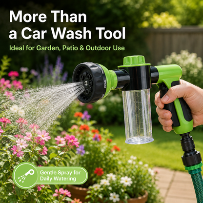 🔥 2-in-1 Foam Spray Nozzle – 8-Pattern Garden Hose Sprayer with Soap Dispenser