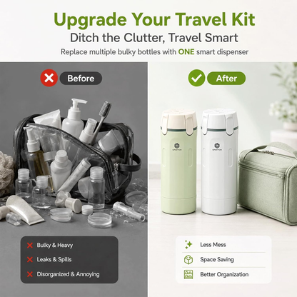 Travel Smart with 4-in-1 – Compact Leak-Proof Refillable Toiletry Dispenser