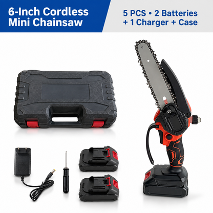 🪚 6-Inch Cordless Mini Chainsaw – Fast One-Handed Pruning 🪵
