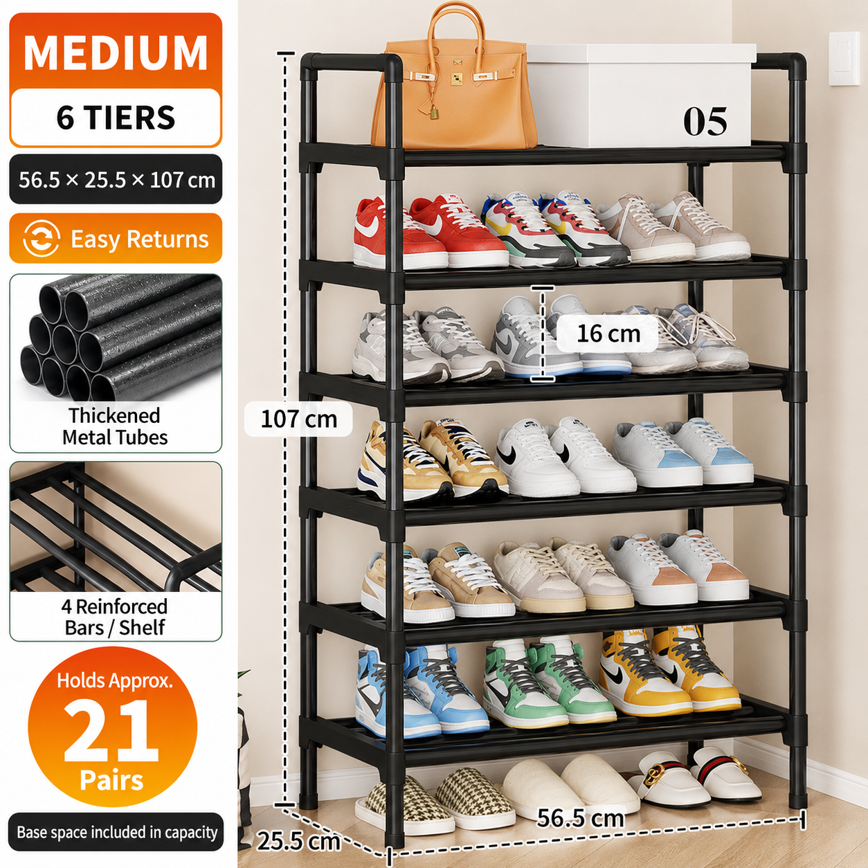 👟 Kitsure Shoe Organizer – 5-8 Tier Adjustable Rack with Side Handles, Easy Assembly & Versatile Storage for Any Room