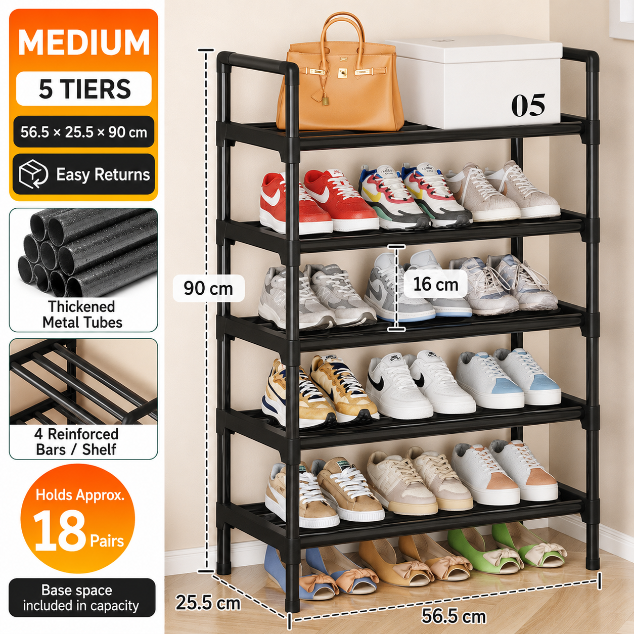 👟 Kitsure Shoe Organizer – 5-8 Tier Adjustable Rack with Side Handles, Easy Assembly & Versatile Storage for Any Room