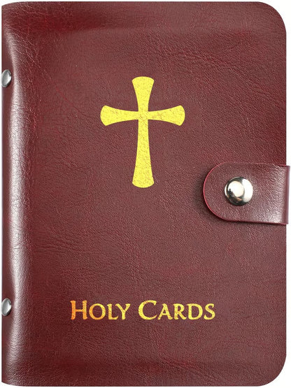 🙏Catholic Faux Leather Holy Card Holder – Pocket Prayer Card Organizer with Snap Closure🎁