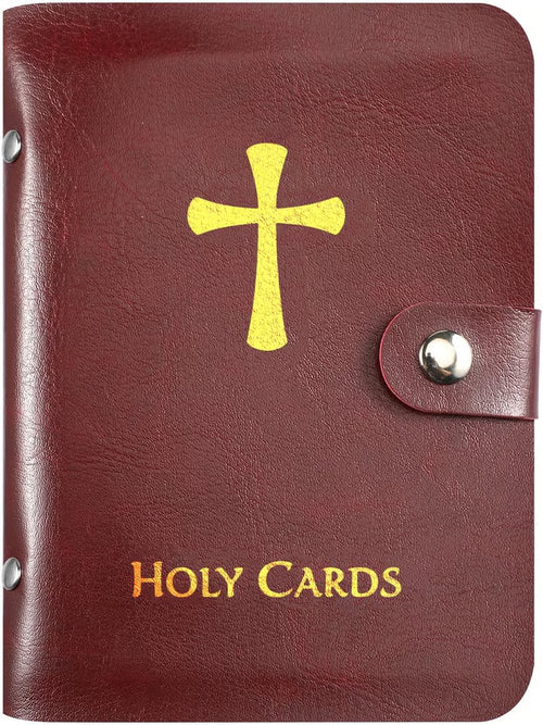 🙏Catholic Faux Leather Holy Card Holder – Pocket Prayer Card Organizer with Snap Closure🎁
