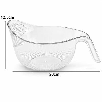 🍚🥣✨ Multipurpose Rice Strainer Bowl with Handle – Easy-Drain Kitchen Colander 💧👩‍🍳🥕🥦