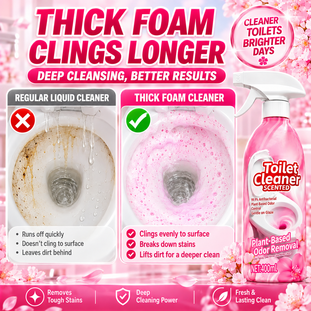 🫧400 ML Scented Foaming Toilet Cleaner – Deep Stain & Odor Remover for Bathroom Floors