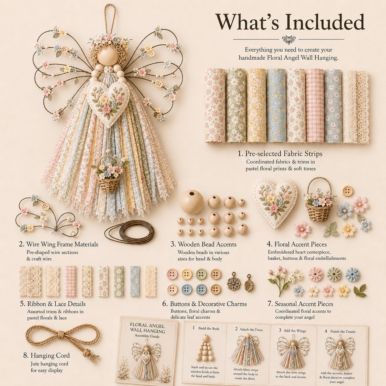 🪽 Angel Fabric Hanging DIY Kit – Create a Beautiful Handmade Angel Decoration
