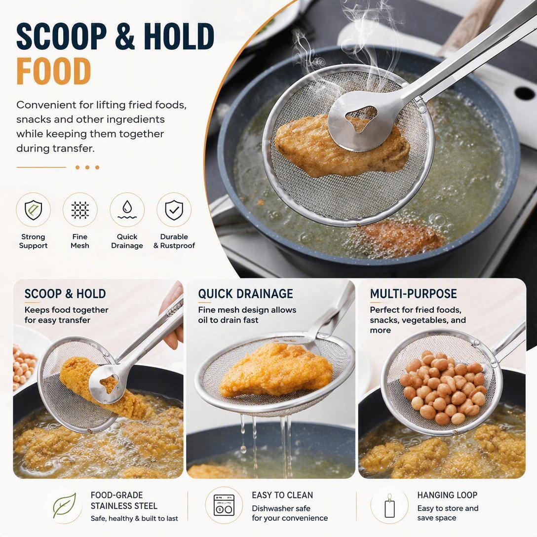 Stainless Steel Oil Strainer For Deep-Frying Food