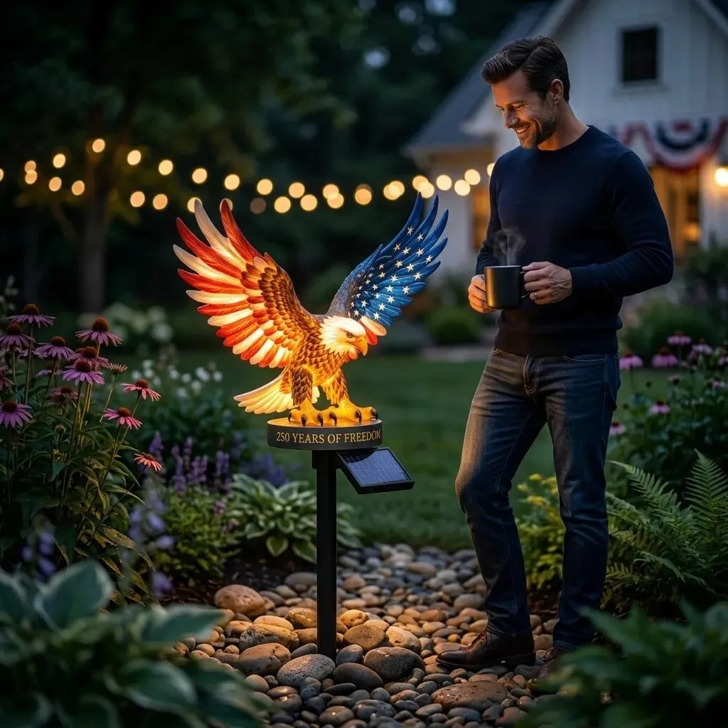 🔥Solar Eagle Garden Light – A Glowing Tribute to American Freedom
