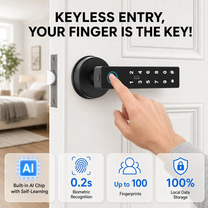 🔥Last Day Limited To 20 Units！⚡⏰🔒 Smart Fingerprint Door Lock – Keyless App-Controlled Handle