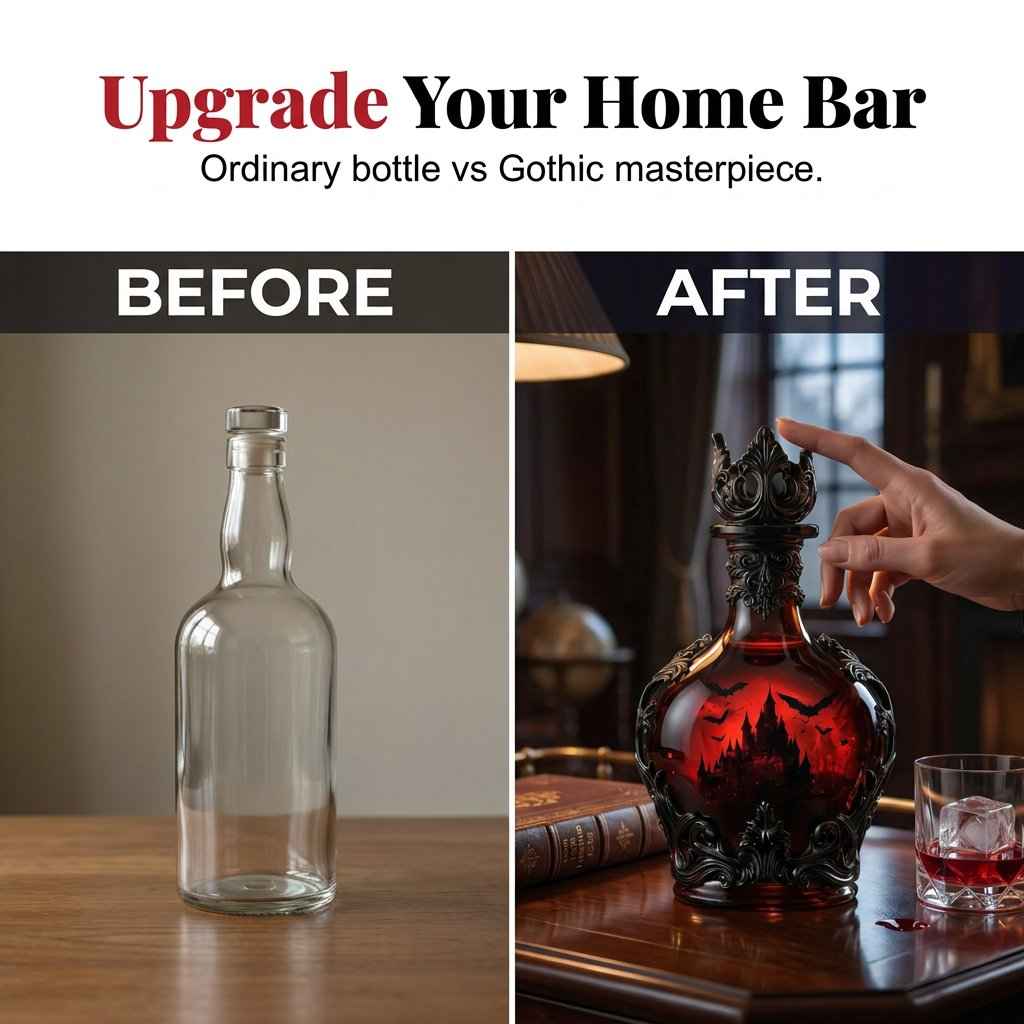 💥50% SAVINGS💀 Magic Potion Vampire Whiskey Decanter | Gothic Castle Glass Bottle Decor