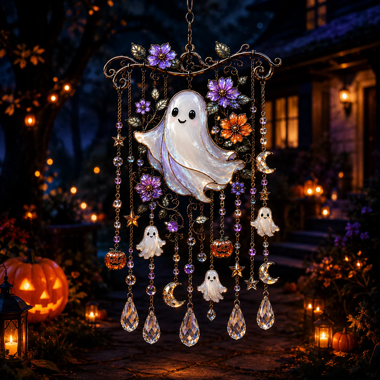 🔥LAST DAY 50% OFF-🎖️🎃 Halloween-Themed Crystal Wind Chime – Bring Spooky Magic to Your Garden