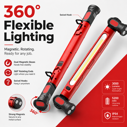 🔥🌟🔦Multifunctional magnetic rechargeable work light💡 Ideal for Mechanic, Car Repair & Garage Use