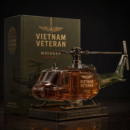 🎖️Vietnam Veteran Military Helicopter 1965-1975 Whiskey Bottle