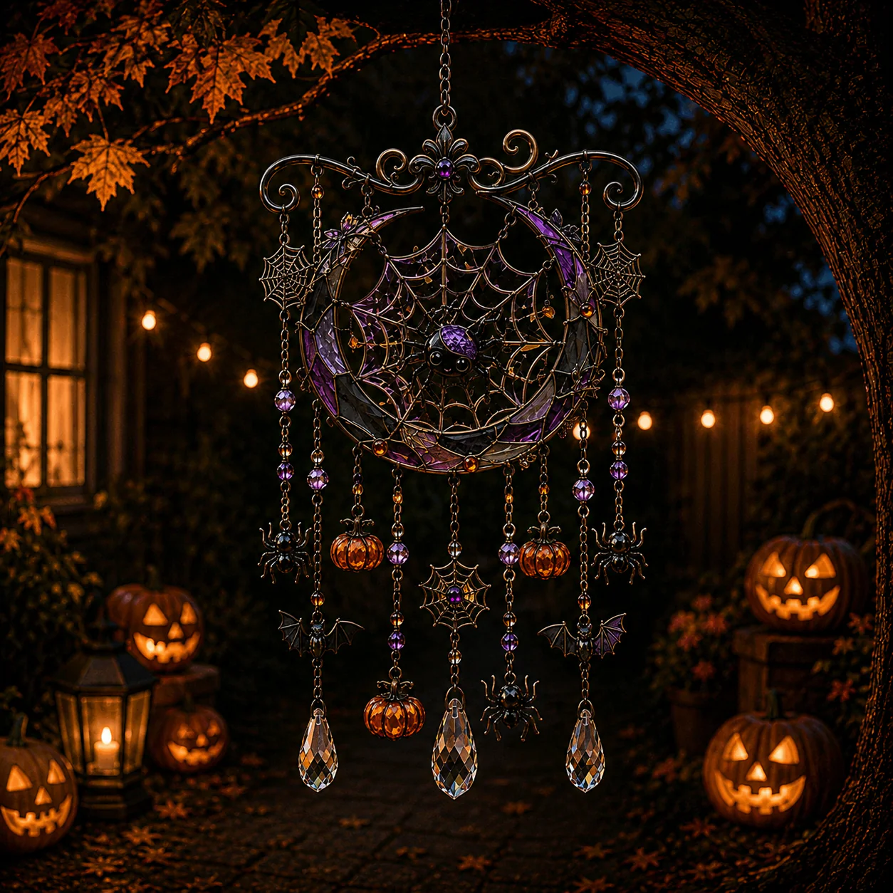 🔥LAST DAY 50% OFF-🎖️🎃 Halloween-Themed Crystal Wind Chime – Bring Spooky Magic to Your Garden