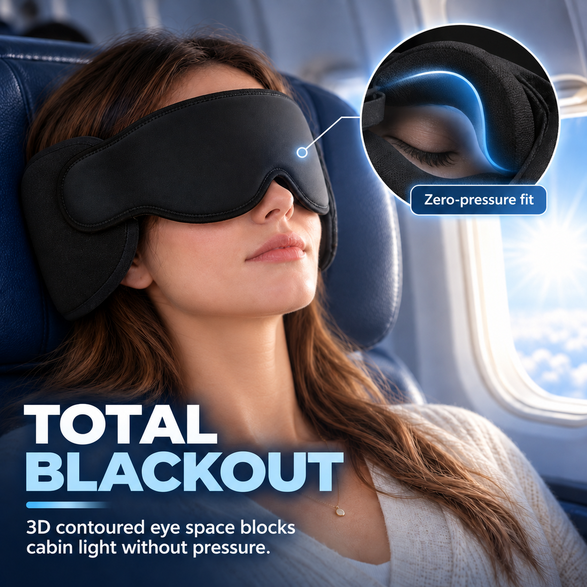 All-in-One Travel Neck Pillow, 3D Sleep Mask & Chin Support Set ✈️