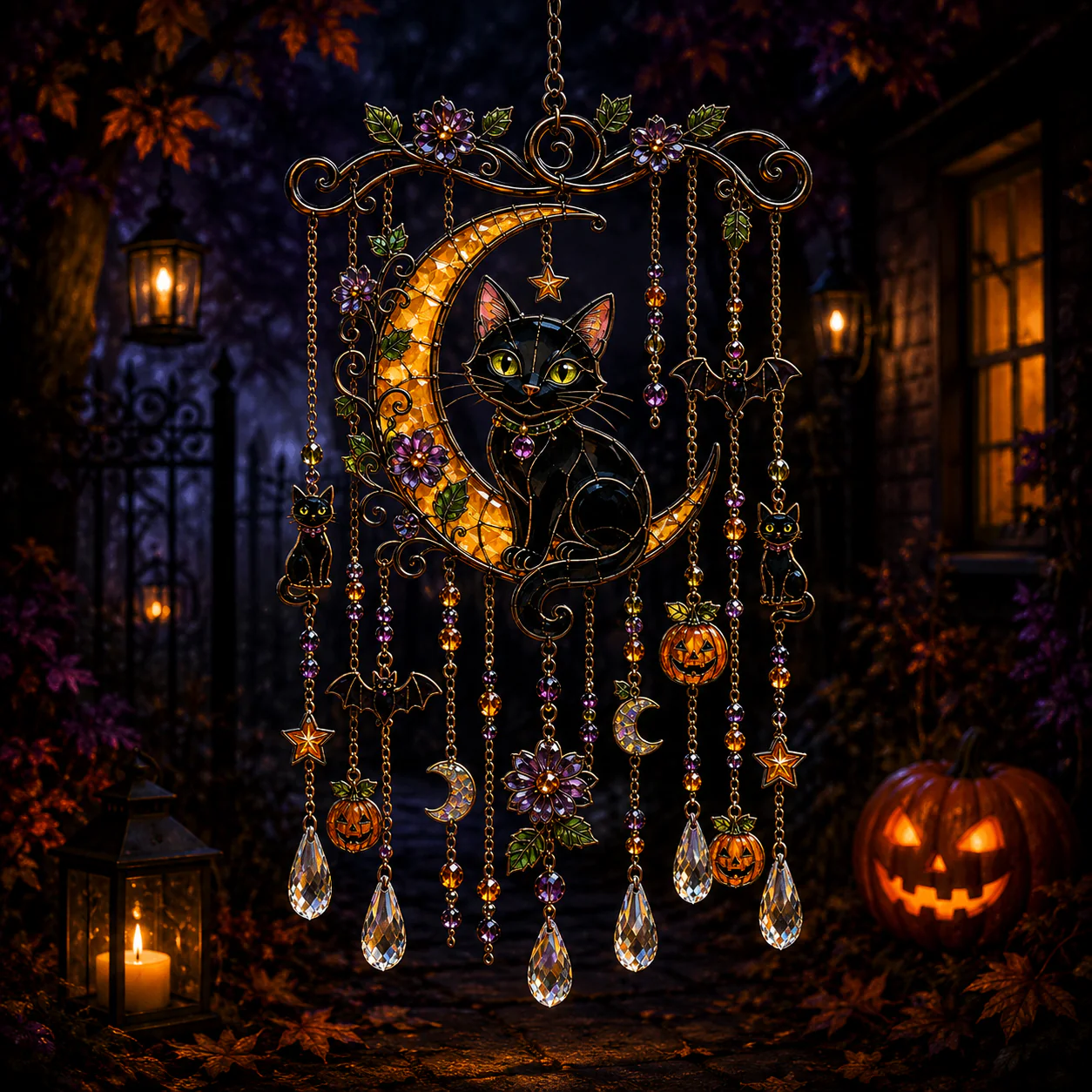 🔥LAST DAY 50% OFF-🎖️🎃 Halloween-Themed Crystal Wind Chime – Bring Spooky Magic to Your Garden