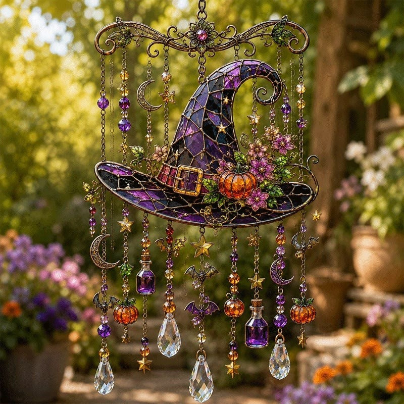 🔥LAST DAY 50% OFF-🎖️🎃 Halloween-Themed Crystal Wind Chime – Bring Spooky Magic to Your Garden