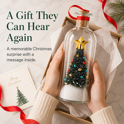 🎄 Capture Your Voice | Mr. Christmas 8" Recordable Christmas Tree Message in a Bottle with LED Light 🔔