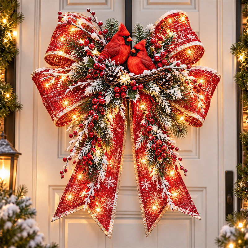 🎀 Giant Light-Up Christmas Bows – Magical Holiday Door Hangers in 6 Styles 🎄✨