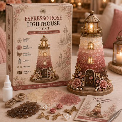 🌊🧜‍♀️✨ DIY Sea Glass Lighthouse Kit 🎨🗼– Light-Up Coastal Craft & Handmade Home Decor 🏠💡🏖️