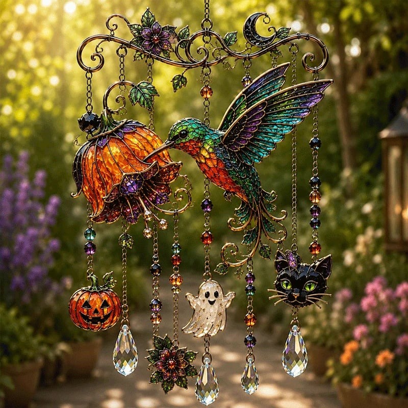 🔥LAST DAY 50% OFF-🎖️🎃 Halloween-Themed Crystal Wind Chime – Bring Spooky Magic to Your Garden
