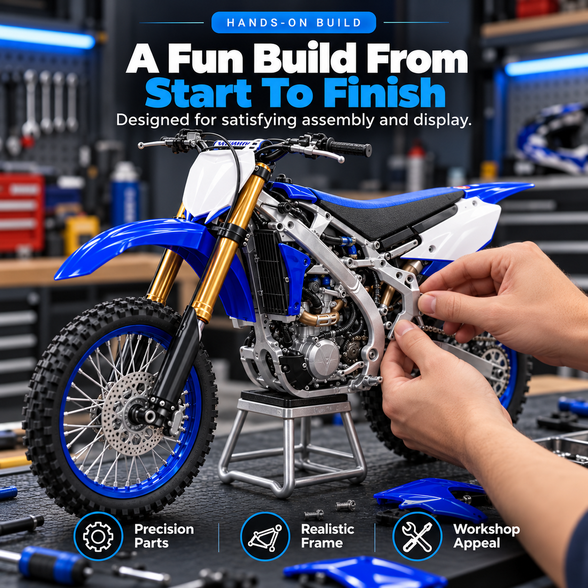 🏁 DIY Motocross Dirt Bike Model Kit – Build & Display 🏍️