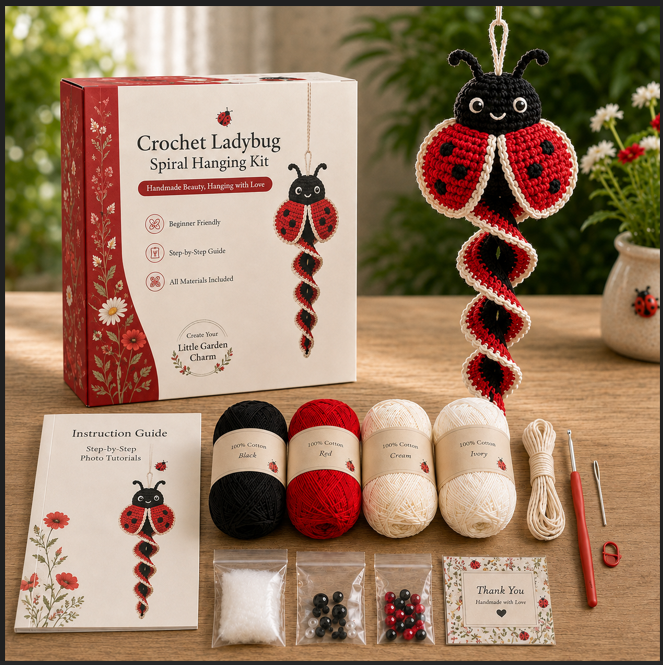 🧶Crochet Spiral Hanging Kit – Beginner-Friendly DIY Garden Animal Decor🌿