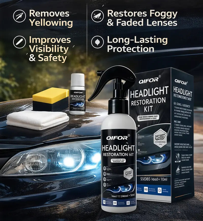 🔥🚗 Car Headlight Repair Fluid✨ – Specially Designed for Oxidized, Yellowed, and Blurry Headlights 💡