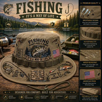 🎁🇺🇸 Last Day Promo: 49% OFF 🎣 Fishing Is a Way of Life Boonie Hat