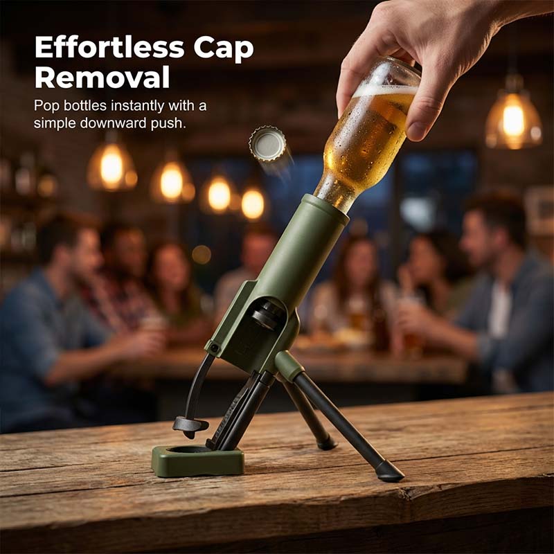 🚀 51mm Beer Bottle Mortar Bottle Opener 🍻🔥Novelty Cap-Launching Desk & Bar Accessory 🎉