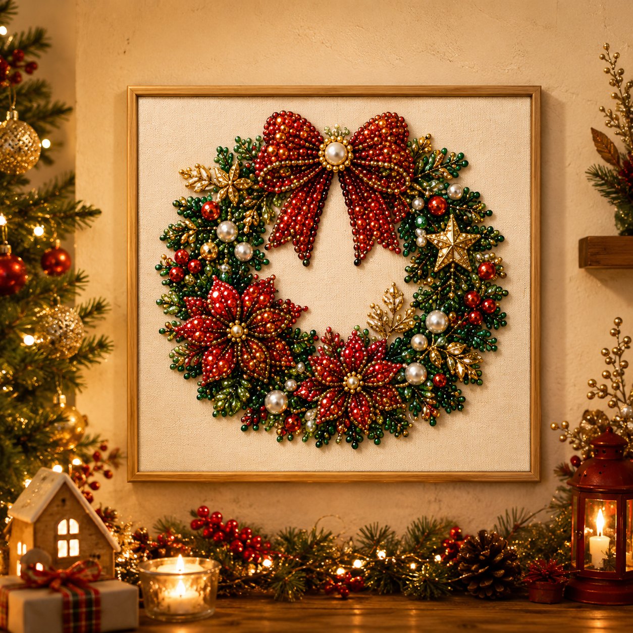 🧘Relaxing & Beginner-Friendly-🎄🎅 Premium 3D Pearl Christmas Wall Art Kit