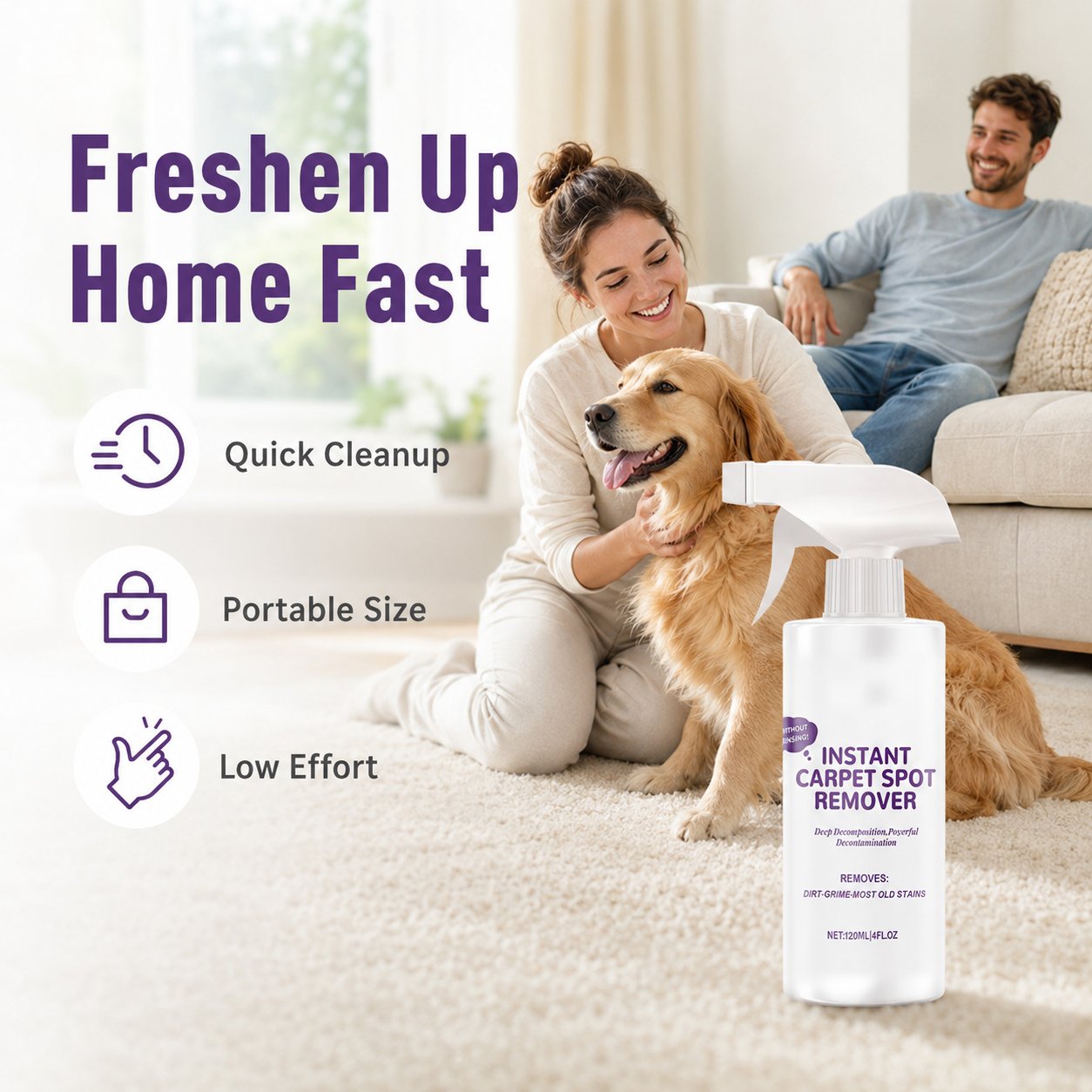 Powerful Carpet Stain Remover – Remove Tough Stains & Refresh Your Carpet Fast ✨