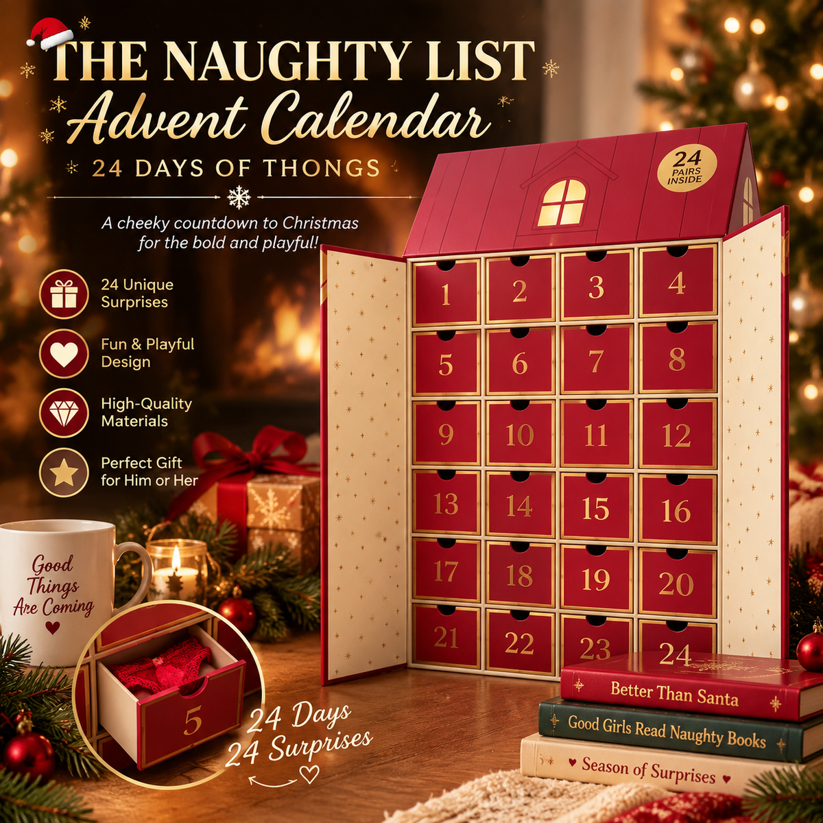 🎁The Naughty List 24 Days Of Thongs Advent Calendar🔥
