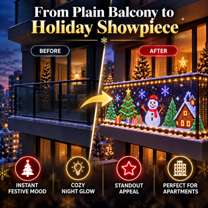 🎄 Smart RGB Pixel Curtain Lights – App-Controlled Animated Holiday Display for Balcony & Window Decor-2m*2m