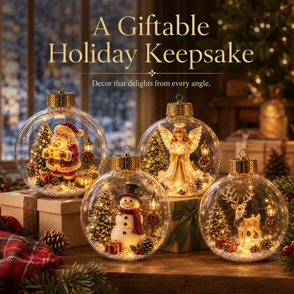 🎄 3D Miniature Christmas Globe Hanging Ornaments – 8 Collectible Scenes ✨