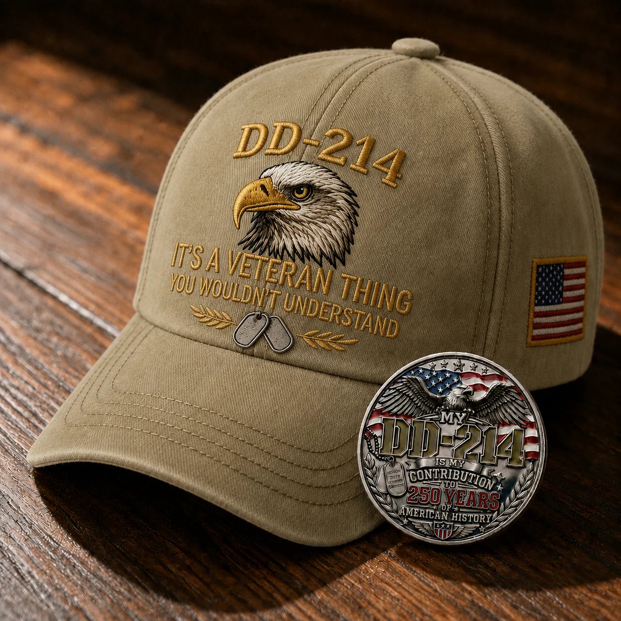 DD-214 Veteran 3D Embroidered Cap - "IT'S A VETERAN THING YOU WOULDN'T UNDERSTAND" 🎁 Free Honor Coin With Every Cap Purchase