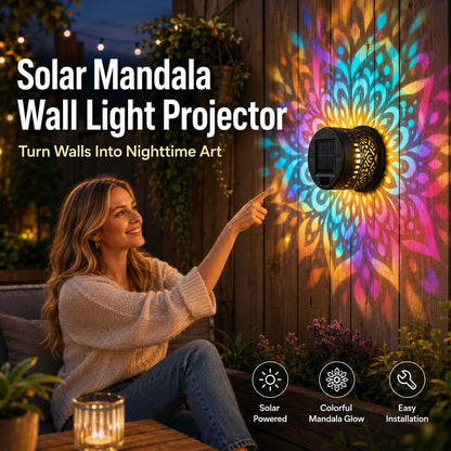 🌙✨ Solar Mandala Wall Light – Outdoor Garden Fence Projector Lamp with Auto ON/OFF Solar Sensor 🔆🏡