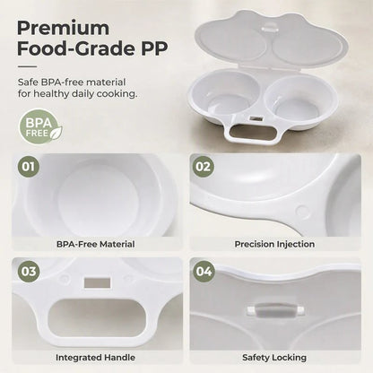 Microwave Egg Poacher with Dual Cavities – Easy Breakfast Maker for Perfect Poached Eggs
