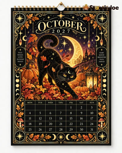 🌙 Moonlit Whispers 2027 – Mystical Black Cat Celestial Wall Calendar：A Little Magic for Every Month of 2027